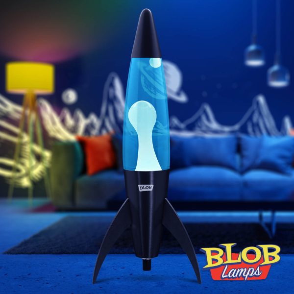 Lava lamp Rocket black - White / Blue