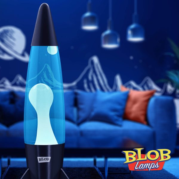 Lava lamp Rocket black - White / Blue