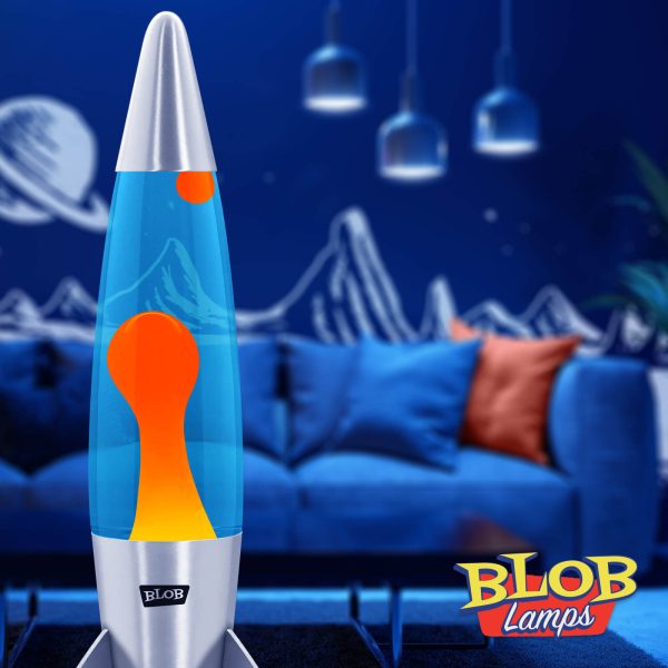 Lava lamp Rocket Silver - Orange/Blue