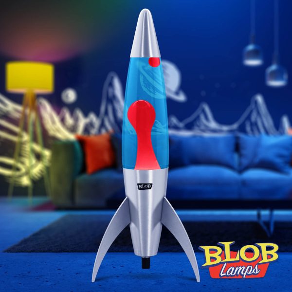 Lava lamp Rocket Silver - Red / Blue