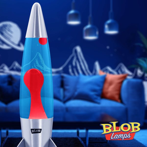 Lava lamp Rocket Silver - Red / Blue